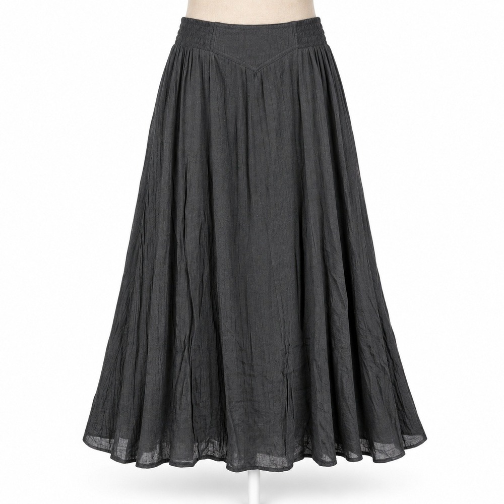 Witchy Crinkle Broomstick Maxi Skirt Sz XL Black Elastic Waist Lined Flowy Boho